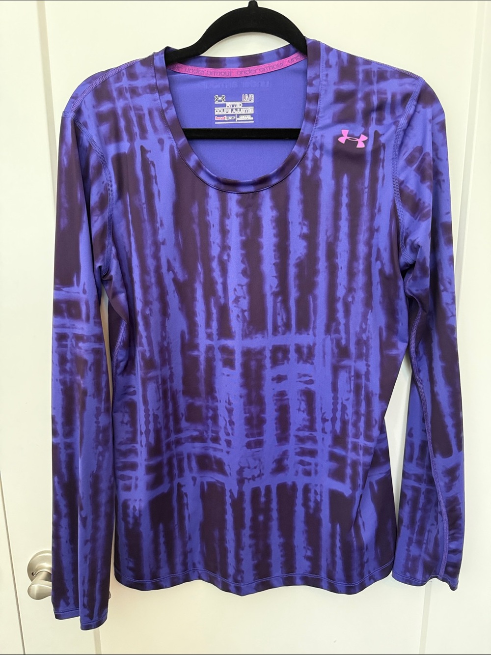 Under Armour Purple Tie-Dye Long Sleeve Performance Shirt with Pink Logo